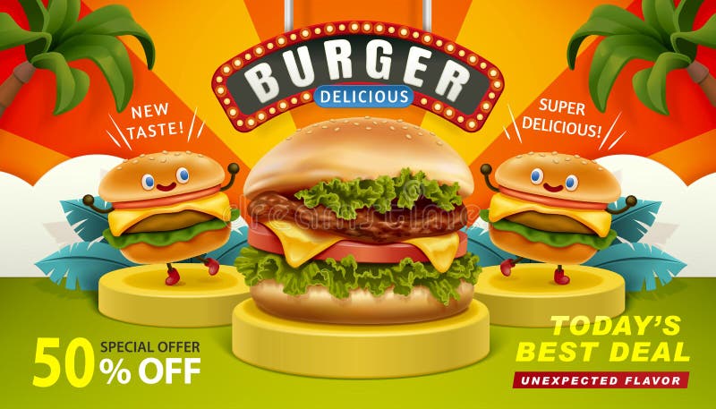 Köstliche Burgeranzeigenfahne stock abbildung