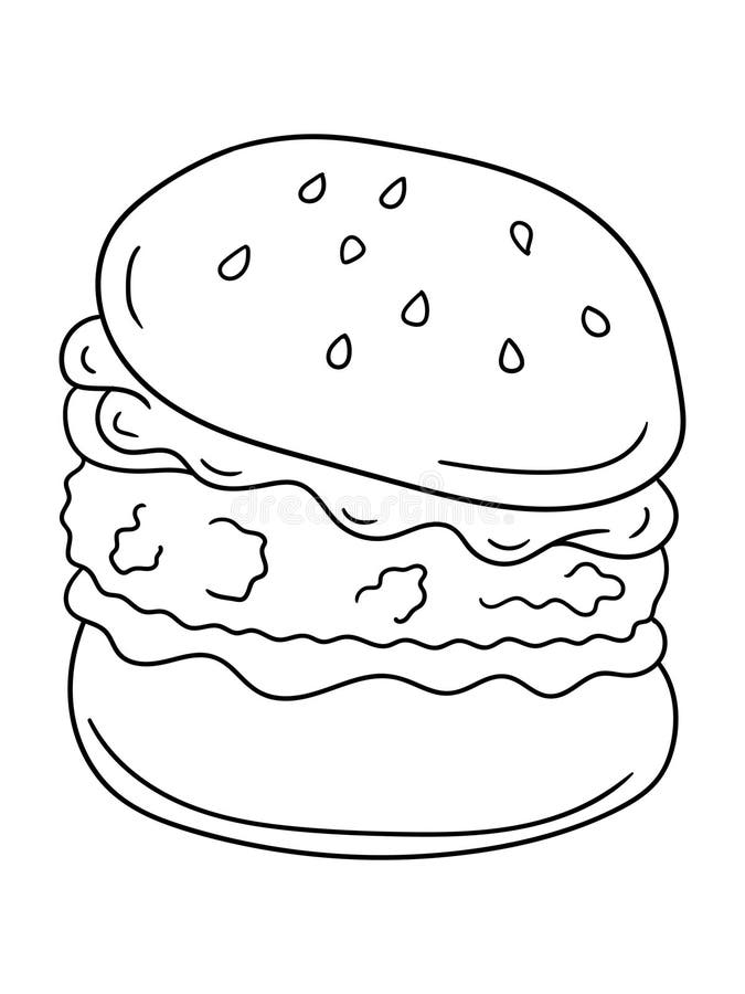 Köstliche Burgerfarbseite mit einfacher Kontur lizenzfreie abbildung