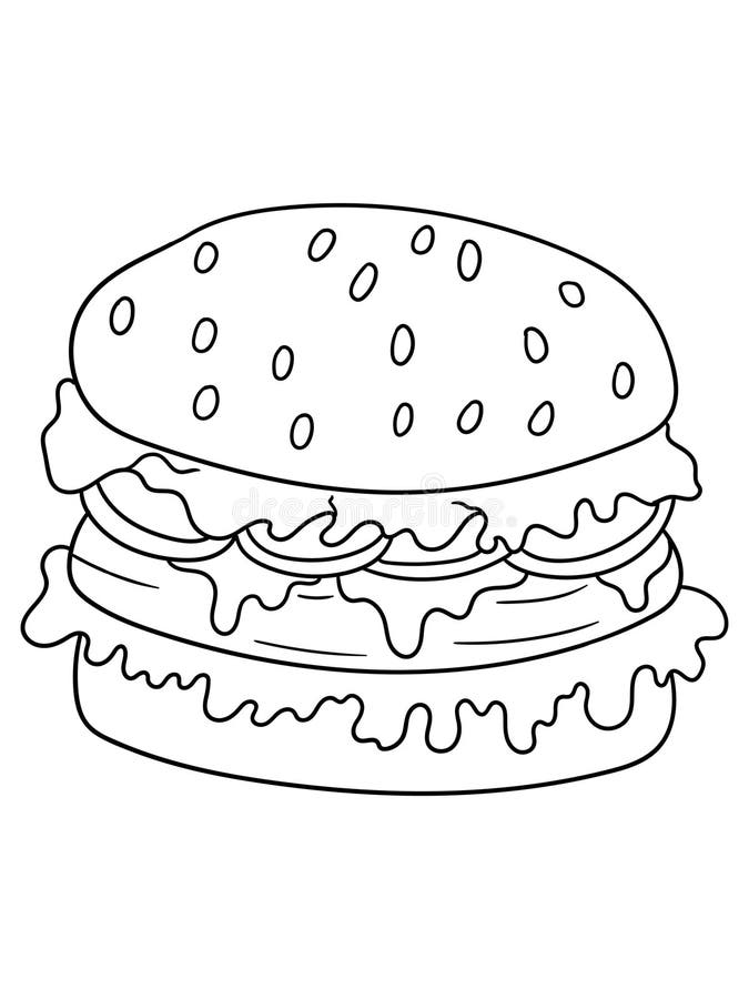 Köstliche Burgerfarbseite mit einfacher Kontur lizenzfreie abbildung
