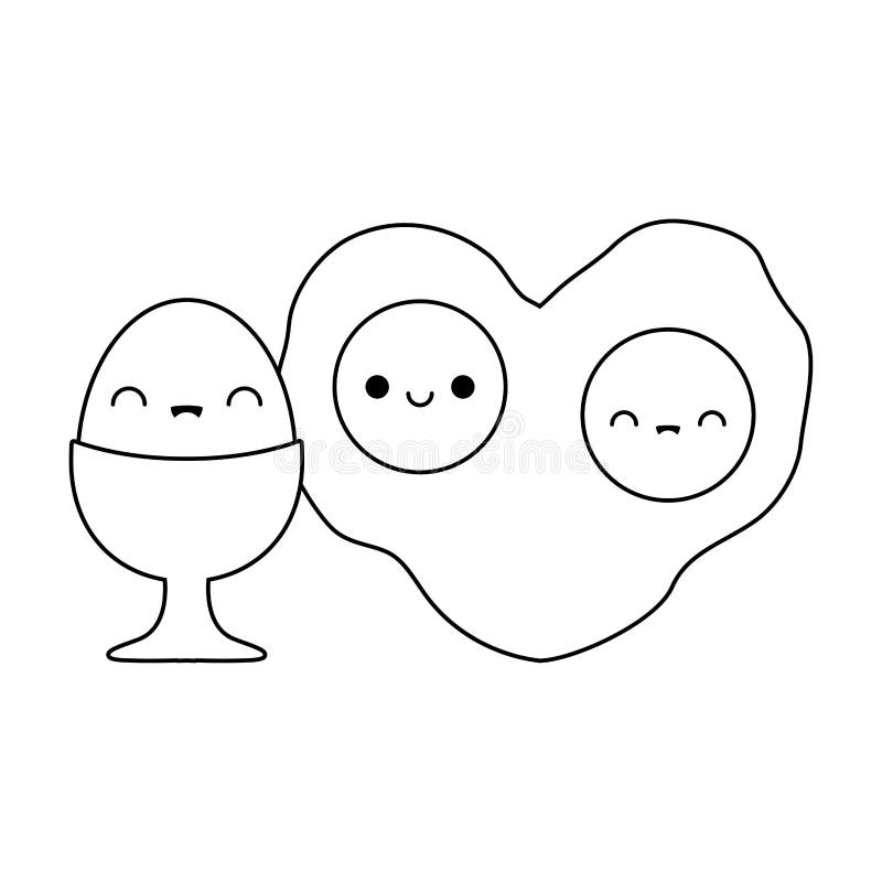 Köstliche Eier essen im Stil des kawaii lizenzfreie abbildung