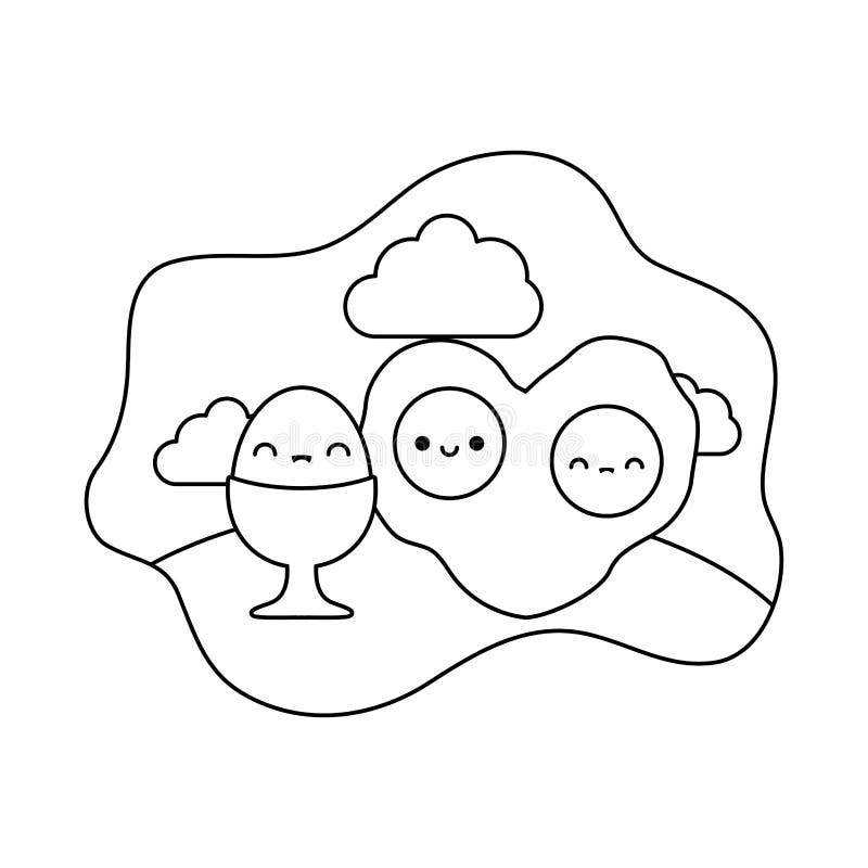 Köstliche Eier essen im Stil des kawaii vektor abbildung