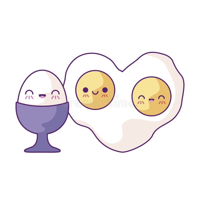 Köstliche Eier essen im Stil des kawaii lizenzfreie abbildung