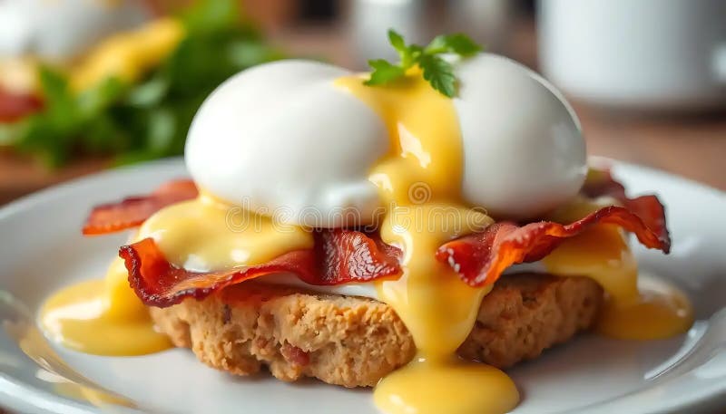 Köstliche Eier schmecken mit hollandaise sauce. lizenzfreie abbildung