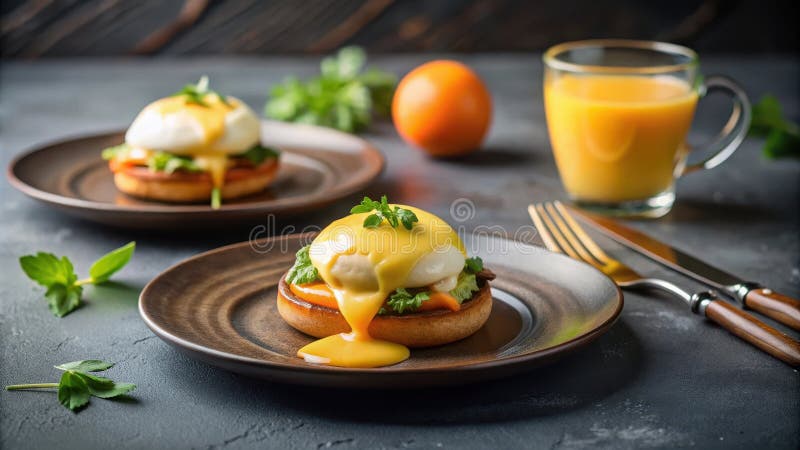 Köstliche Eier schmecken mit Hollandaissoße auf geröstetem Brot. Generative AI vektor abbildung
