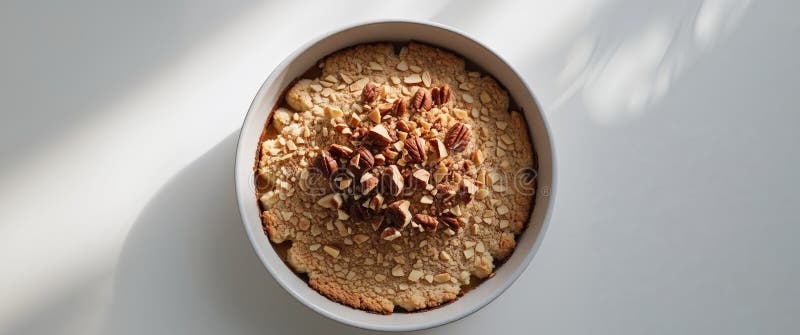 Köstliche, frisch gebackene Krummeldessert mit Nüssen und Gewürzen lizenzfreies stockfoto