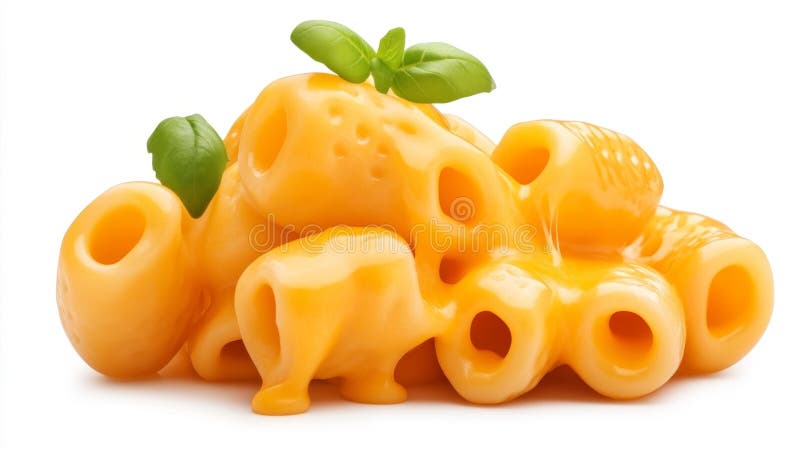 Köstliche Macaroni und Käse mit Basil auf weißem Hintergrund vektor abbildung