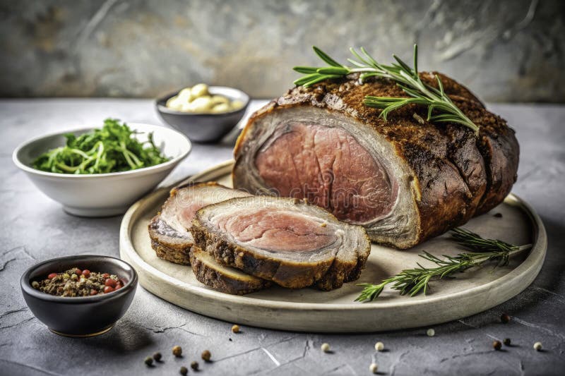 Köstliche Rippenbraten mit Gourmet-kulinarischen Meisterwerk für Ihre nächste Dinner-Party oder Speisekarte lizenzfreie abbildung