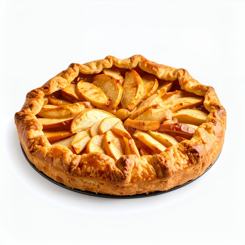 Köstliche rustikale Apfelgalette hausgemachte Dessertdarstellung auf weißem Hintergrund stock abbildung