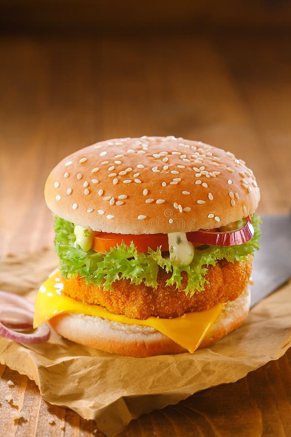 Köstlicher Huhnburger stockbild