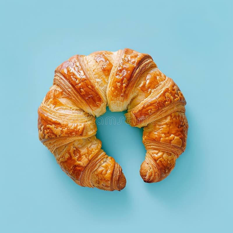 Köstliches frisch gebackenes Croissant auf blauem Hintergrund vektor abbildung
