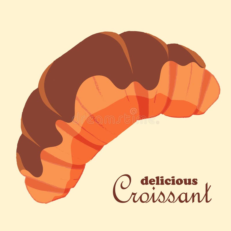 Köstliches, frisch gebackenes Croissant mit Schokoladenganache lizenzfreie abbildung