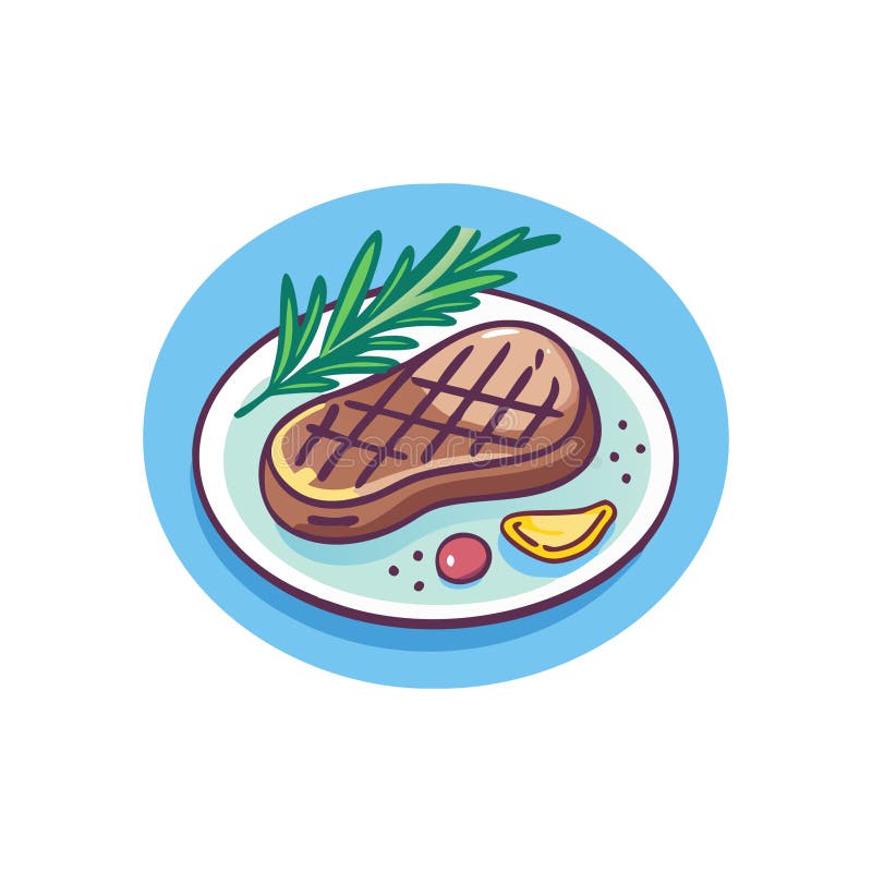 Köstliches gegrilltes Steak mit Knoblauchrosmarinsoße lizenzfreie abbildung