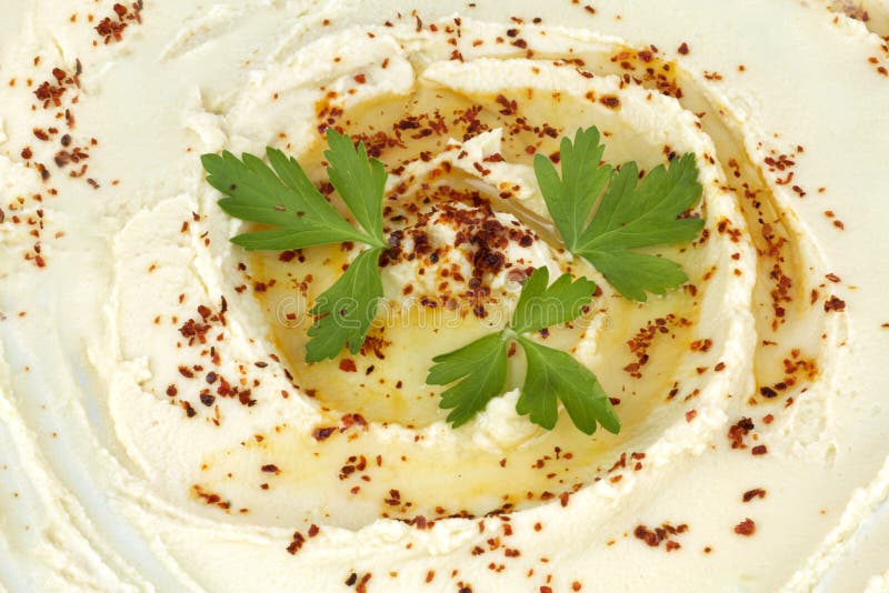Köstliches hummus, Makrobild lizenzfreie stockfotos