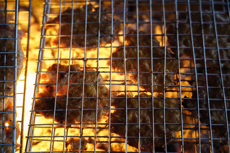 Kött på gallret med flamman utomhus- bbq royaltyfria foton Kött på gallret med flamman utomhus- bbq royaltyfria foton