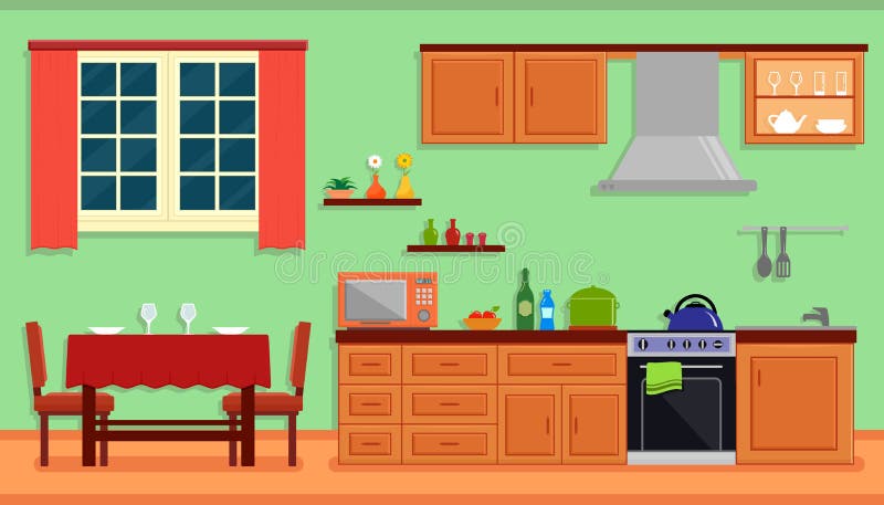 Küchenrauminnenraum für Familienhaus
