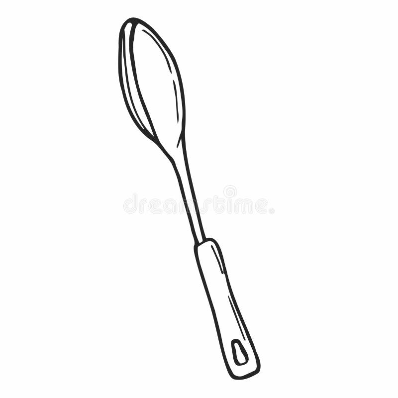 Küchensuppe oder Bruchlöffel Kochgerät doodle Stil Handgezeichnete Vektor-Abbildung isoliert auf weißem Hintergrund. Nahrung stock abbildung