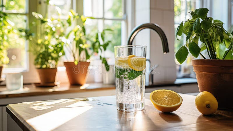 Küchentheke Wasser stock abbildung