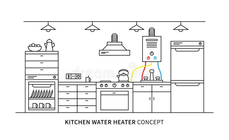 Vektorillustration eines Küchen-Warmwasserbereiters vektor abbildung