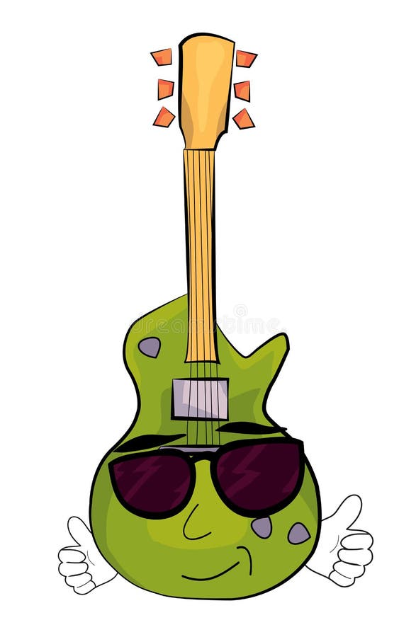 Kühle E-Gitarren-Karikatur lizenzfreie abbildung Kühle E-Gitarren-Karikatur lizenzfreie abbildung
