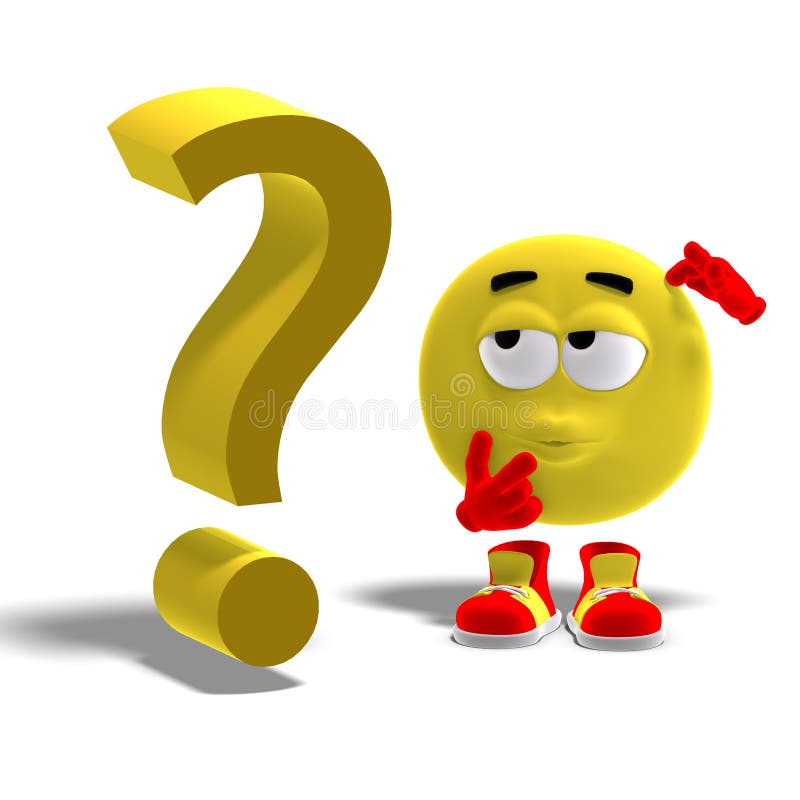 Kühler und lustiger Emoticon hat ein Fragezeichen stock abbildung