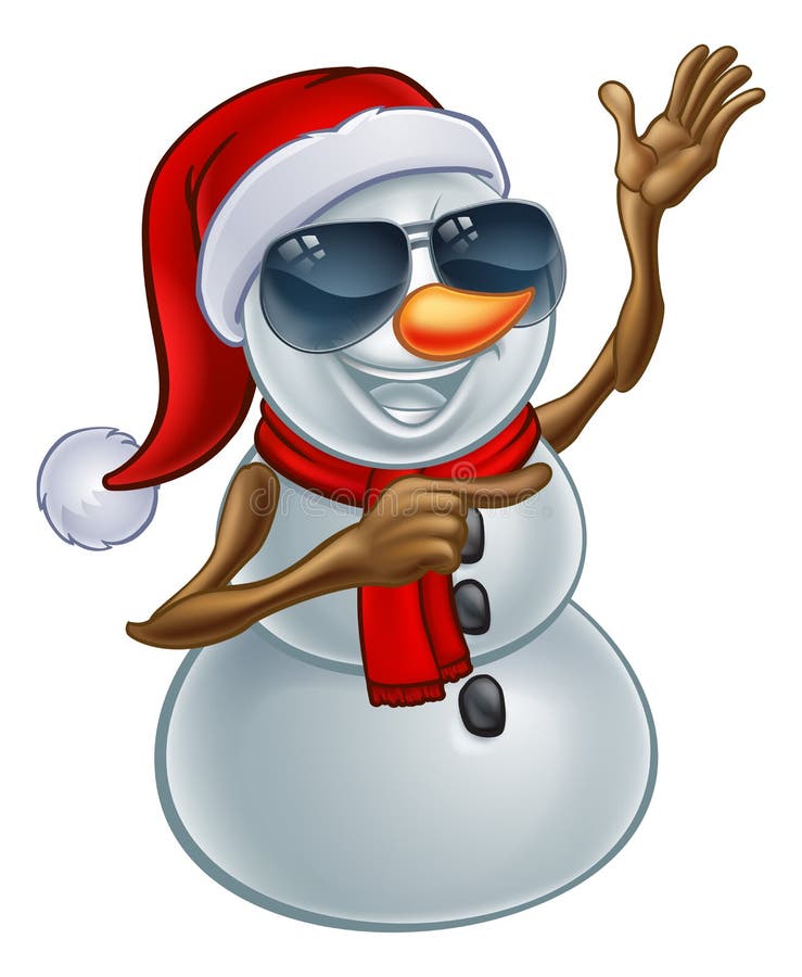Kühler Weihnachtsschneemann in Santa Hat und in der Sonnenbrille stock abbildung Kühler Weihnachtsschneemann in Santa Hat und in der Sonnenbrille stock abbildung