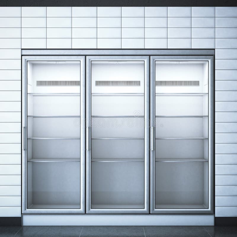 Kühlschrank mit drei Türen im Speicher Wiedergabe 3d