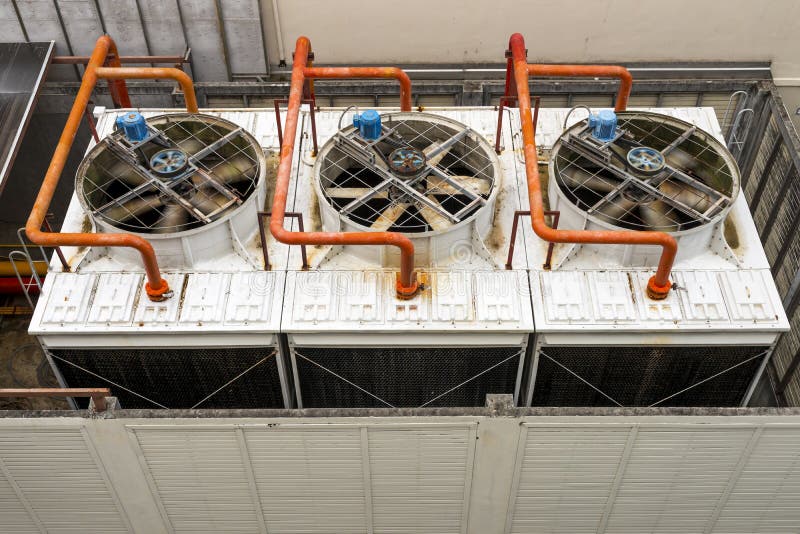 Top view of a cooling tower for air conditioning. Top view of a cooling tower for air conditioning