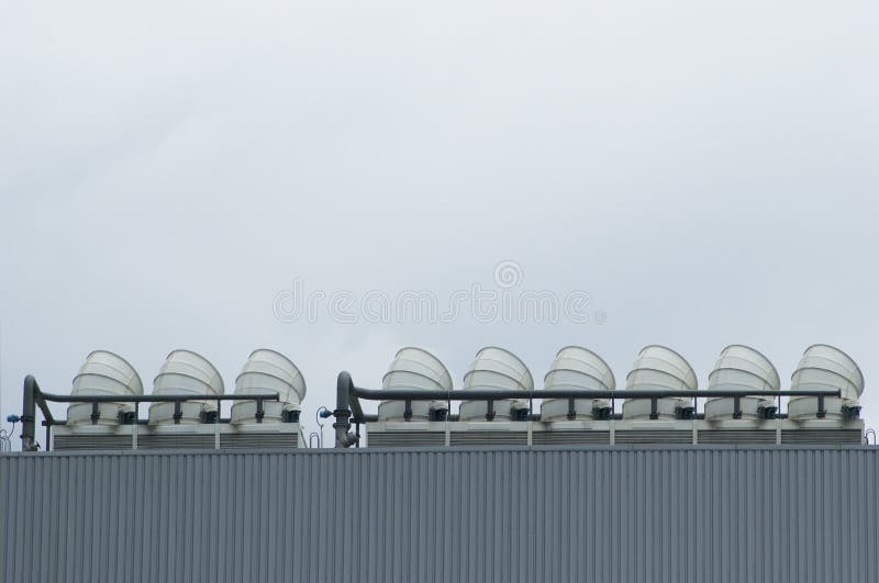 Top section of a cooling tower for the climate control of a building. Top section of a cooling tower for the climate control of a building