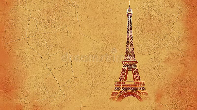 Künstlerische Vintage eiffel Tower Illustration auf texturiertem Hintergrund lizenzfreie abbildung