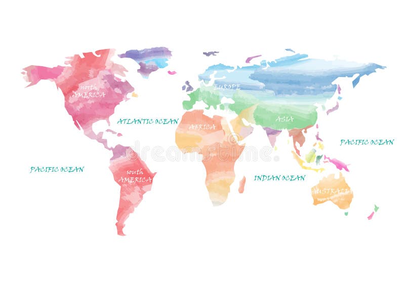 Künstlerisches Aquarell der Weltkarte vektor abbildung Künstlerisches Aquarell der Weltkarte vektor abbildung