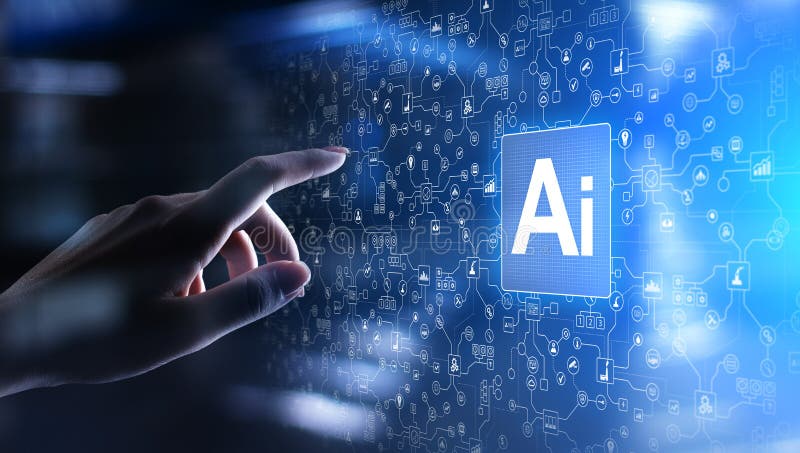 Künstliche Intelligenz AI, Lernfähigkeit einer Maschine, große Datenanalyse und Automationstechnik im Geschäft