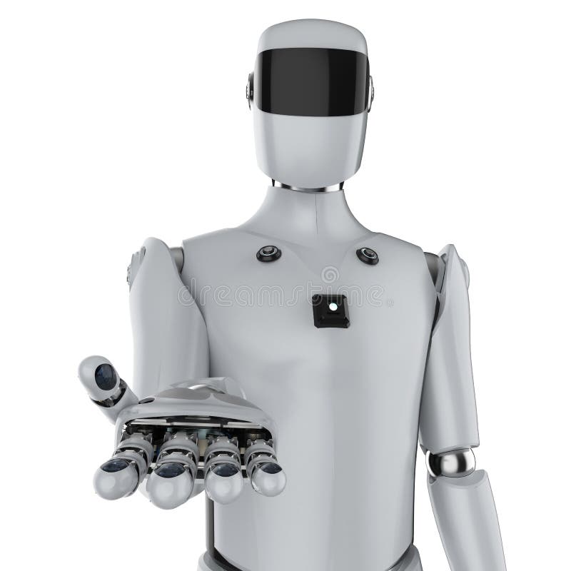 Künstliche Intelligenz-Cyborg oder Roboter offen Hand lizenzfreie abbildung