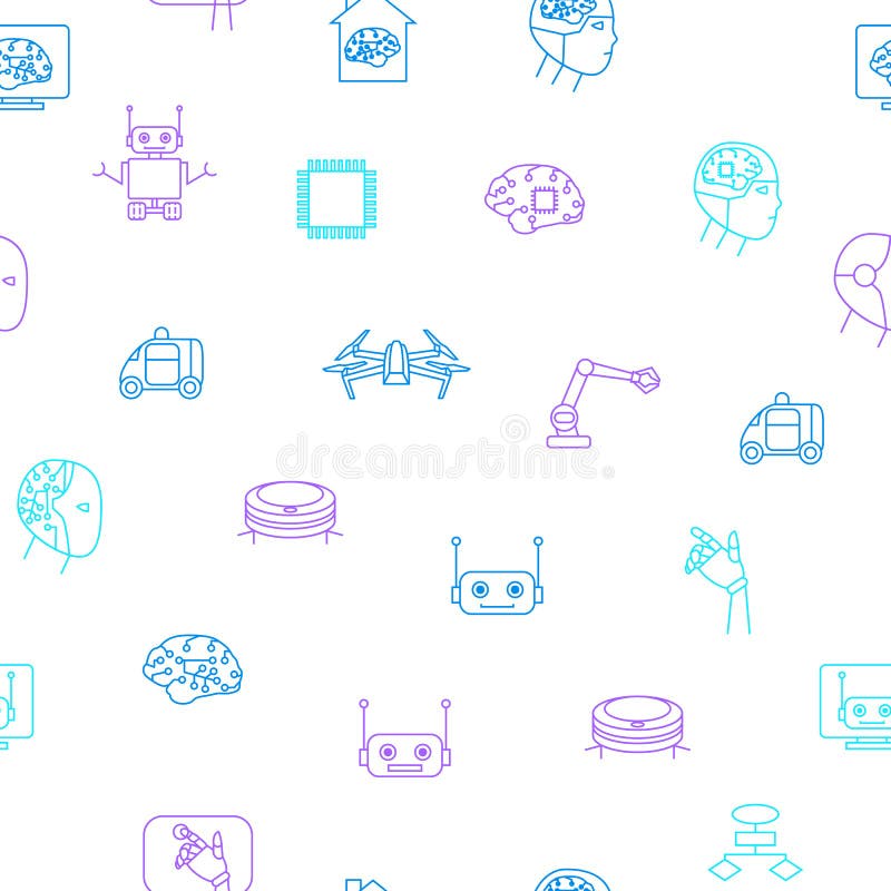 Künstliche Intelligenz-nahtloser Muster-Hintergrund Vektor vektor abbildung Künstliche Intelligenz-nahtloser Muster-Hintergrund Vektor vektor abbildung