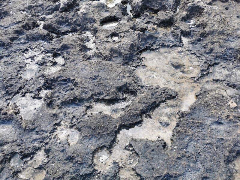 Küste des Mittelmeers lang gefrorene Lava. Hintergrund. Es sieht aus wie eine außerirdische Landschaft lizenzfreie stockfotografie