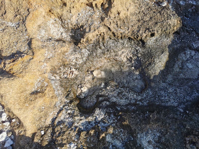 Küste des Mittelmeers lang gefrorene Lava. Hintergrund. Es sieht aus wie eine außerirdische Landschaft stockfoto