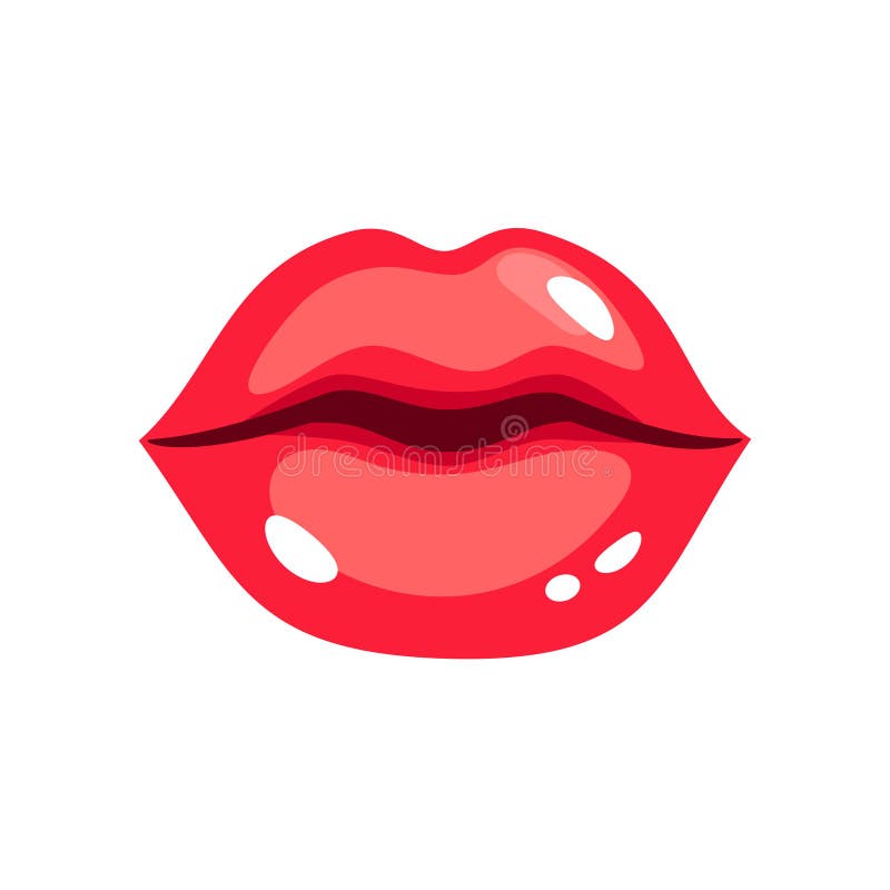 Personagem desenho animado lábio anime garota beijo vermelho brilhante