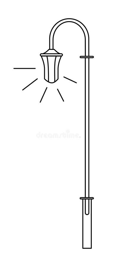  Lámpara De Calle En Un Poste. Dibujo De Línea. Diseño Plano. Ilustración Vectorial Ilustración del Vector