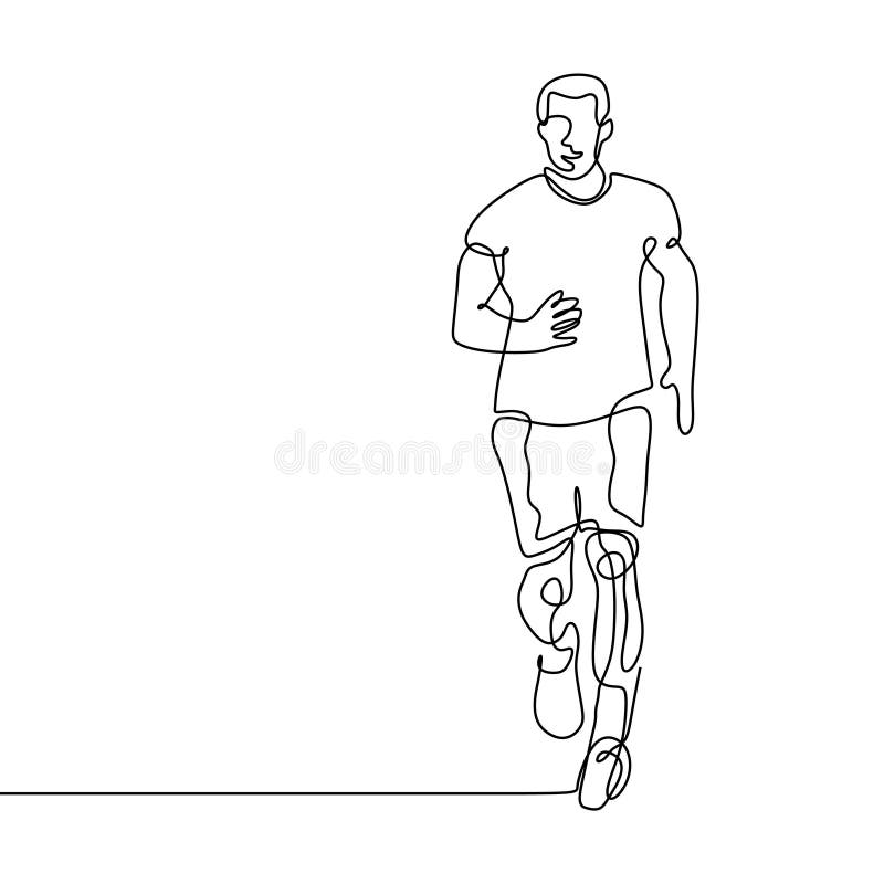 Desenho De Uma Linha De Um Atleta Que Corre Rápido. Desenho