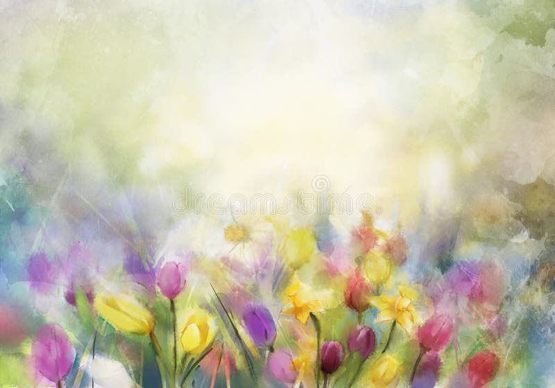 L'acquerello fiorisce la pittura illustrazione di stock