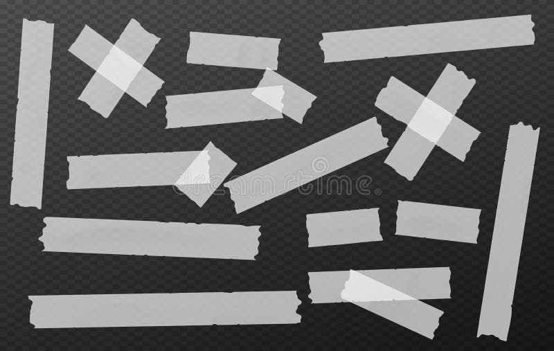 L'adesivo bianco, appiccicoso, mascherante, nastro di condotta spoglia i pezzi per testo sul fondo nero di forme di rettangolo illustrazione vettoriale L'adesivo bianco, appiccicoso, mascherante, nastro di condotta spoglia i pezzi per testo sul fondo nero di forme di rettangolo illustrazione vettoriale