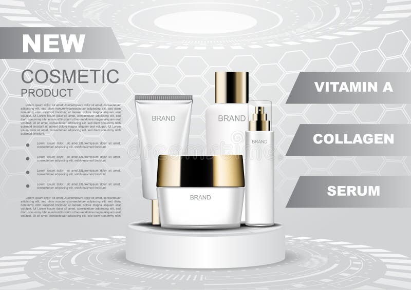 L'affiche cosmétique, soins de la peau a placé sur le calibre futuriste de podium illustration stock L'affiche cosmétique, soins de la peau a placé sur le calibre futuriste de podium illustration stock