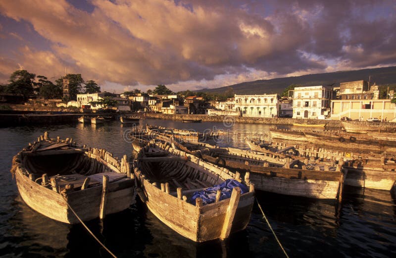 The Harbour in the city of Moroni in the Island of Comoros in the Indian Ocean in Africa. The Harbour in the city of Moroni in the Island of Comoros in the Indian Ocean in Africa