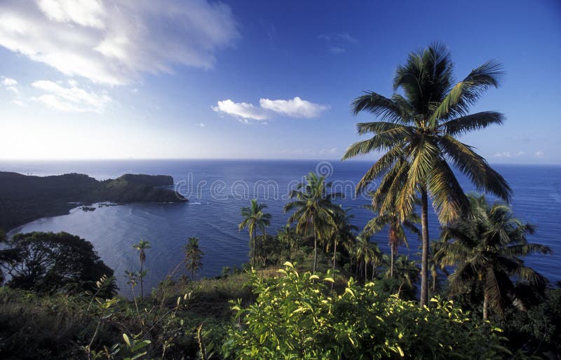 The landscape on the coast of the village Moya on the Island of Anjouan on the Comoros Ilands in the Indian Ocean in Africa. The landscape on the coast of the village Moya on the Island of Anjouan on the Comoros Ilands in the Indian Ocean in Africa.