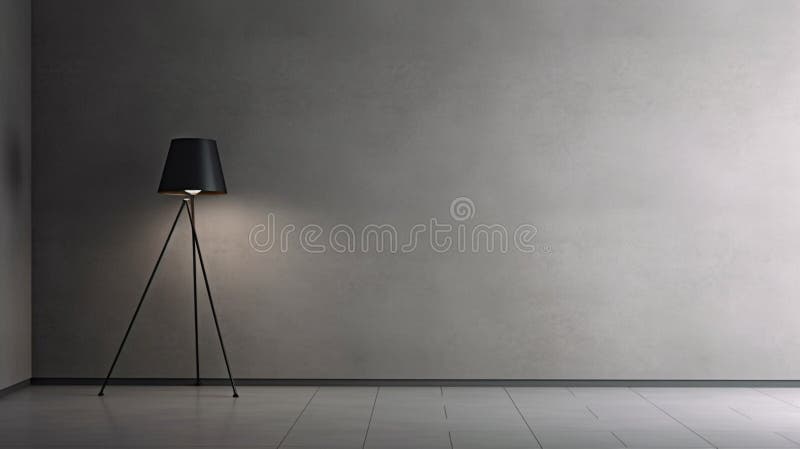 L'ai a produit l'illustration d'une lampe de plancher moderne dans le coin d'une pièce vide recouverte de blanc. Une illustration d'une lampe de sol moderne dans le coin d'une pièce vierge