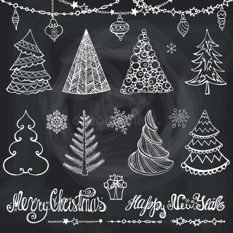 L'albero di Natale, le palle, decorazione, desidera lavagna