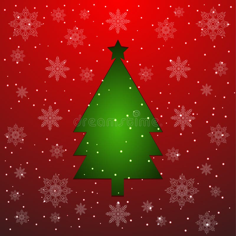 L'albero di Natale verde ha tagliato da carta su rosso illustrazione vettoriale L'albero di Natale verde ha tagliato da carta su rosso illustrazione vettoriale
