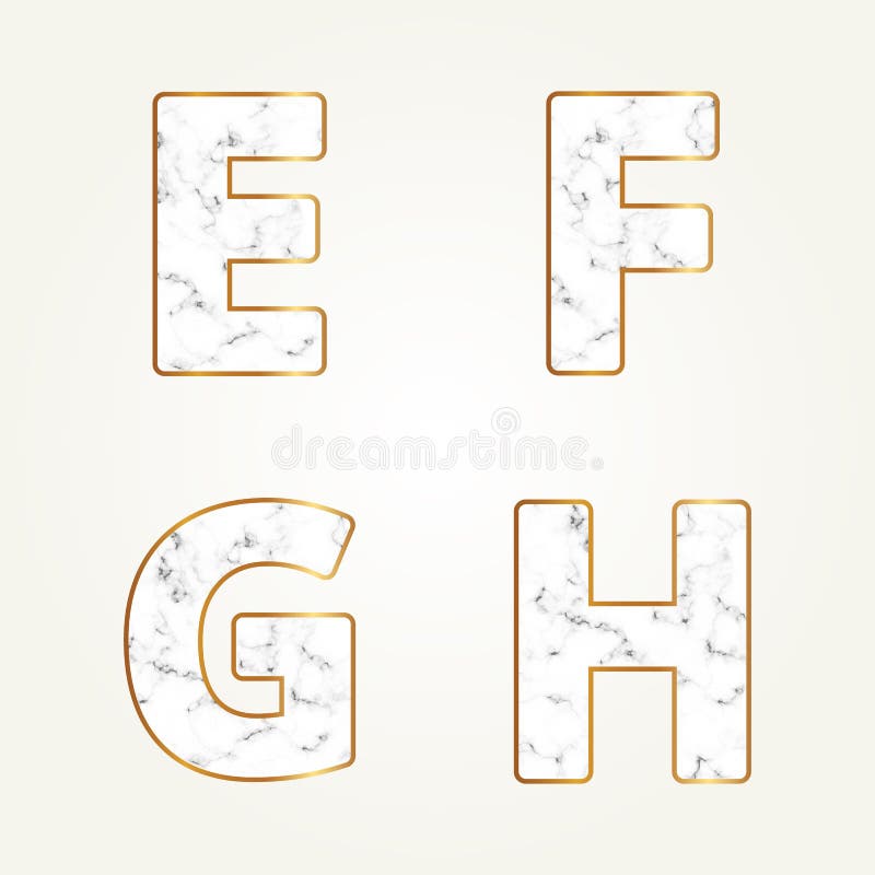 L Alfabeto Di Marmo Segni Segna La E Con Lettere La F Il G H Fonte Di Marmo Bianca Moderna Illustrazione Vettoriale Illustrazione Di Retro Alfabeto