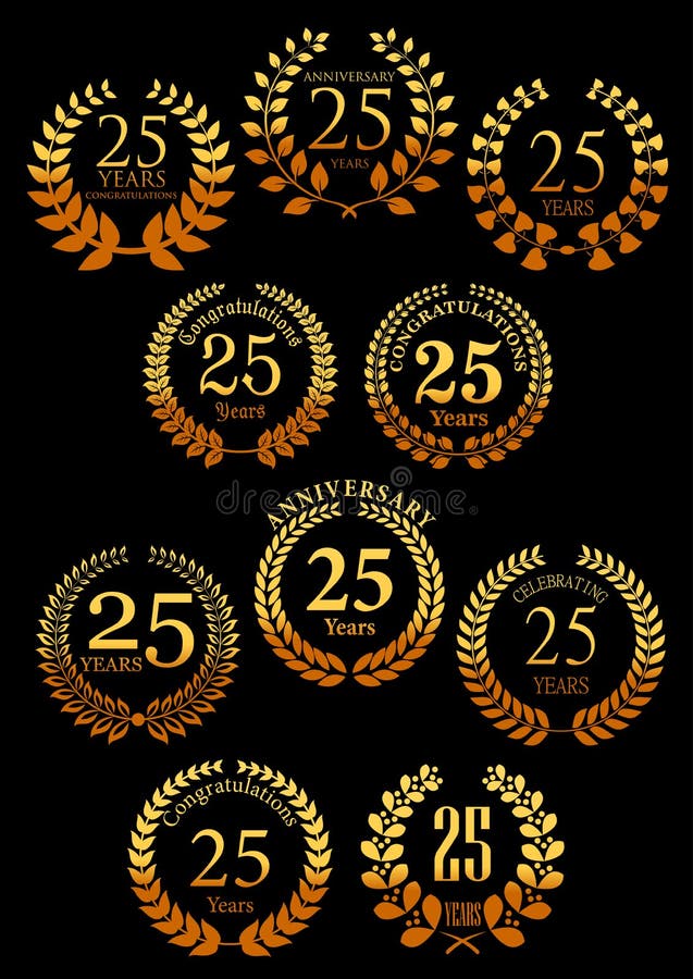 L'alloro araldico dorato di anniversario avvolge le icone royalty illustrazione gratis L'alloro araldico dorato di anniversario avvolge le icone royalty illustrazione gratis