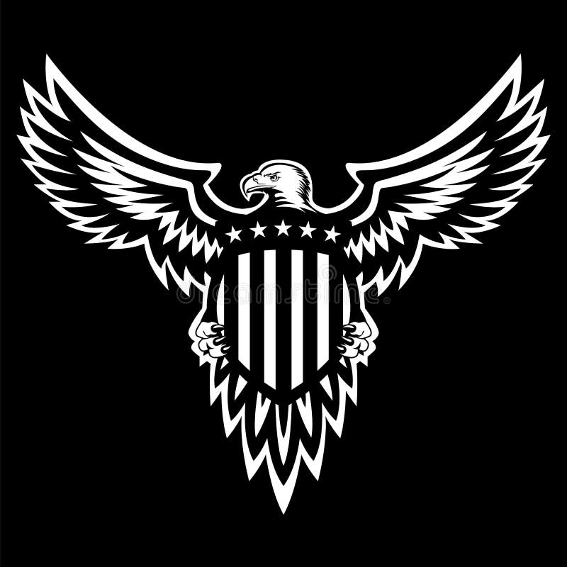 L'americano patriottico Eagle Vector Illustration, ali si è sparso, tenendo lo schermo
