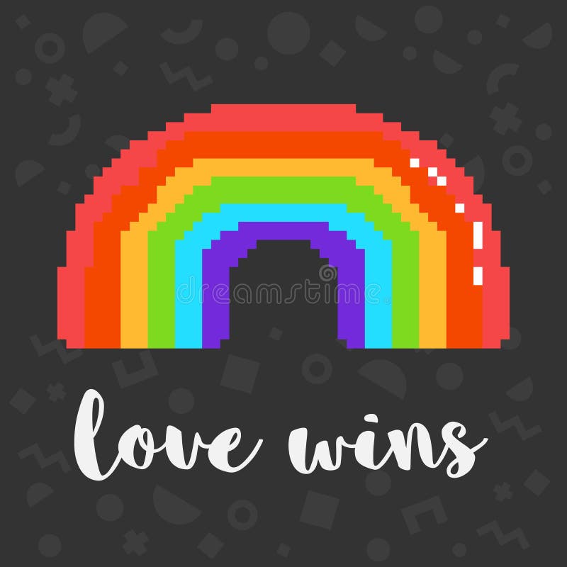 L'amour de pixel de vecteur gagne l'arc-en-ciel illustration de vecteur L'amour de pixel de vecteur gagne l'arc-en-ciel illustration de vecteur